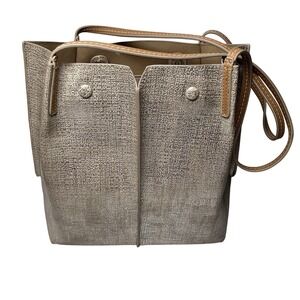 Sondra Roberts Metallic‎ Squared Shoulder Bag Purse Gold Faux Leather Vegan